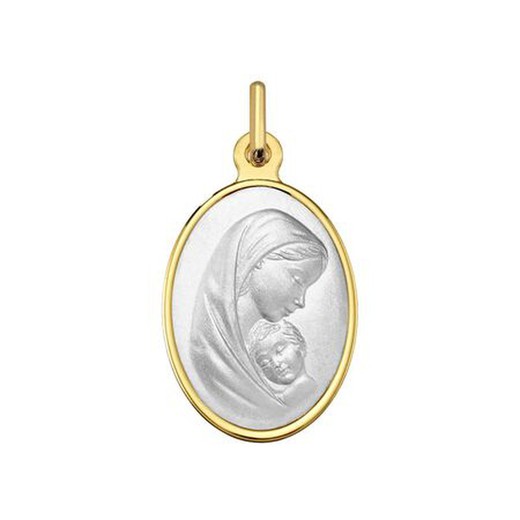 Medalla Oro Bicolor Blanco 18kts Virgen Con Niño Argyor MRM 18x14mm (18)1291284-18mm Oval