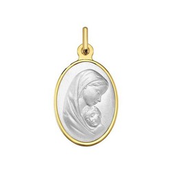 Medalla Oro Bicolor Blanco 18kts Virgen Con Niño Argyor MRM 21x16mm (18)1291284-21mm Oval