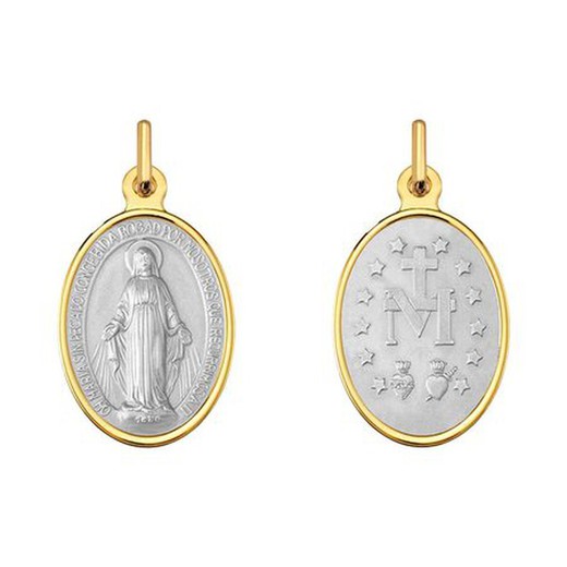 Medalla Oro Bicolor Blanco 18kts Virgen Milagrosa Argyor MRM 21x16mm (18)1291516-21mm Oval