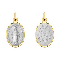 Medalla Oro Bicolor Blanco 18kts Virgen Milagrosa Argyor MRM 23x18mm (18)1291516-23mm Oval