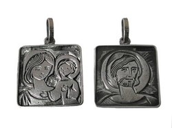 Medalla Plata Arior 1,9x1,9cm 1060507PU Escapulario Cuadrado Virgen Jesus