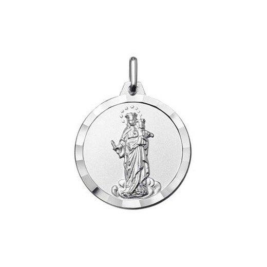 Medalla Plata Virgen Auxiliadora Argyor MRM 18mm (AG)1000224 Bisel