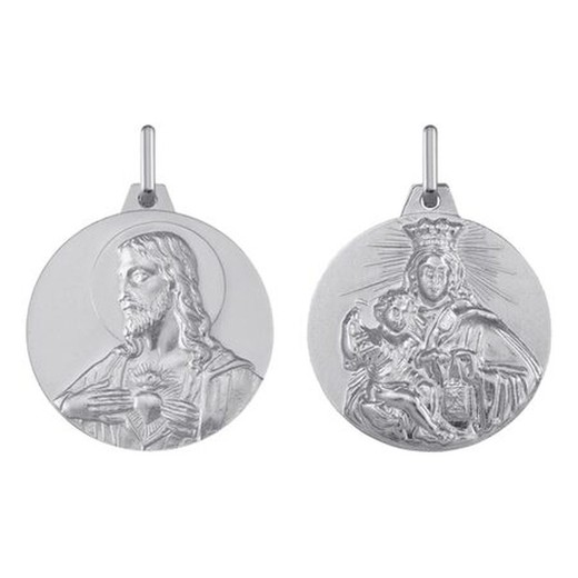 Medalla Plata Virgen Carmen-Sagrado Corazón De Jesús Argyor MRM 18mm (AG)1004575 Escapulario