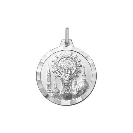 Medalla Plata Virgen Pilar Argyor MRM 18mm (AG)1000215-18mm Bisel