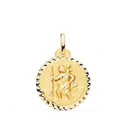 Saint Christopher gouden medaille 18k kruis gesneden 20 mm P8090-920