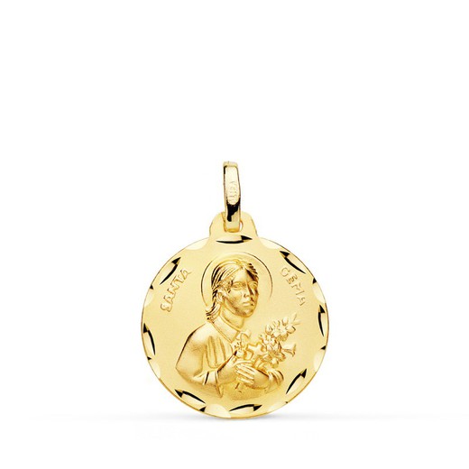 Médaille Sainte Gemme Or 18 Carats Sculptée 18mm P8060-318