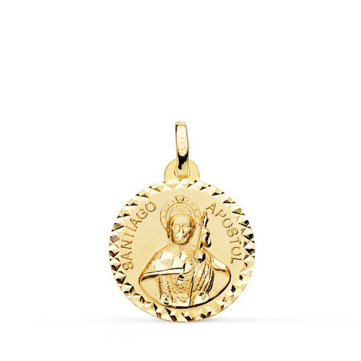 Santiago Apóstol Goldmedaille 18k Cross Cut 18mm P2880-918