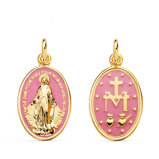 Medalla Virgen Milagrosa Oval Rosa Oro 18kts 20x14mm 22387-RS