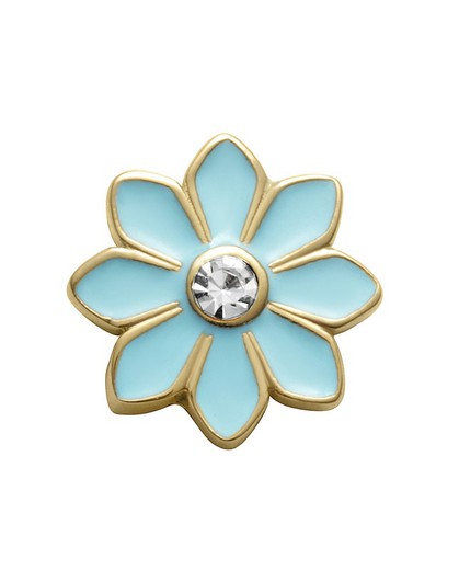 Woman Bracelet Motif Golden Flower Enamel Blue Zirconia 1358M01013F