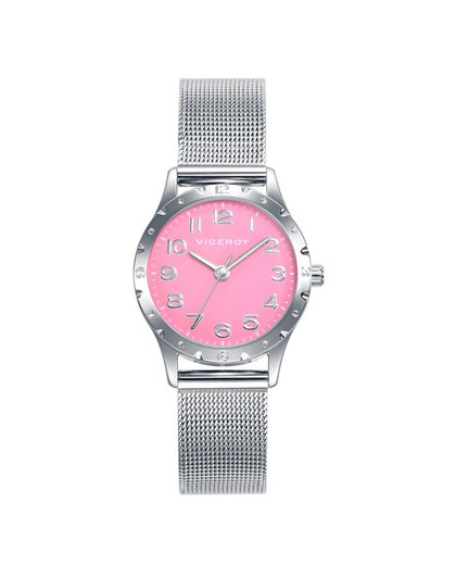 Pack Reloj Viceroy Niña 401212-75 Acero Esterilla + Pulsera Nylon Rosa