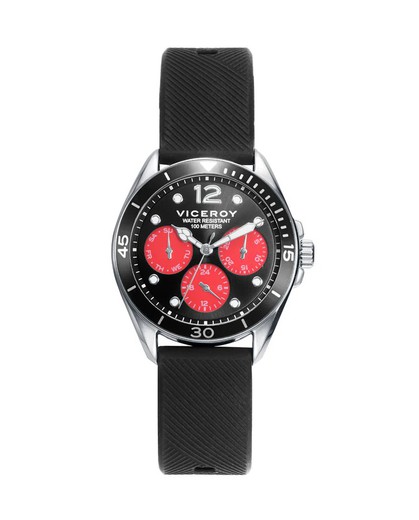 Pack Reloj Viceroy Niño 41125-55 Sport Negro + Pulsera Piel Azul