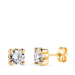 Pendientes 4 Garras Circonitas Oro 18kts 5mm N5700-5AP