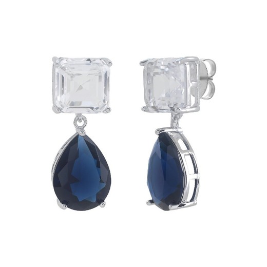 Pendientes Acero Sovrani AV0545 Cristales Azul Y Blanco