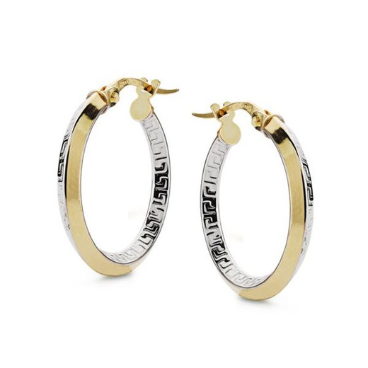 18kts Gold Bicolor Hoop Earrings 20mm Versace 15000343