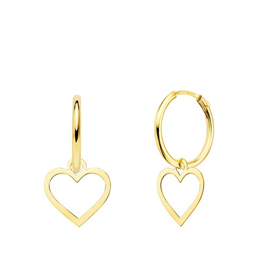 18kts Gold Heart Hoop Earrings 18403-CZ