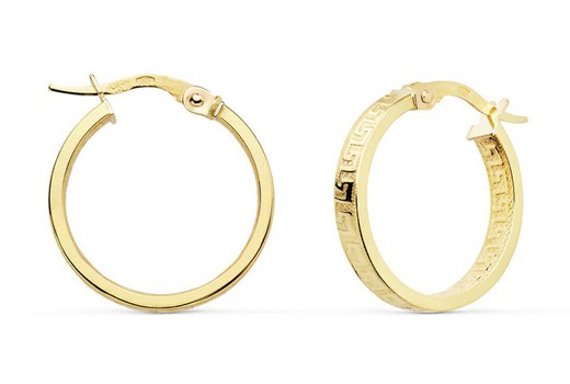 18kts Gold Creole Hoop Earrings 18mm x 3mm Versace Greca 07000790