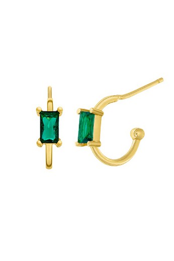 Marea Woman Silver Hoop Earrings Green Gold Zircons 18kts D02001 / AO Gold