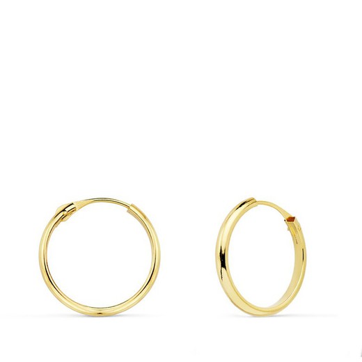 18kts Gold Hoop Earrings 1/2 Cane 16x2mm 18397