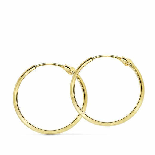 18kts Gold Hoop Earrings Half Round 20 X 3 mm 18038