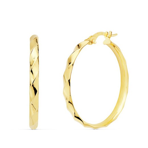 18kts Gold Hoop Earrings Half Round 29 X 3 mm 25000133