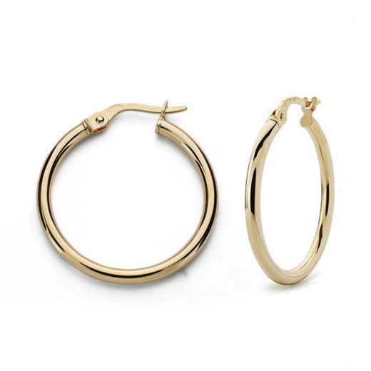18kts Gold Round Hollow Hoop Earrings 24 X 3 mm 7000762