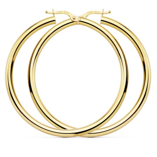 18kts Gold Hoop Earrings Round Hollow 41 X 3 mm 7000768