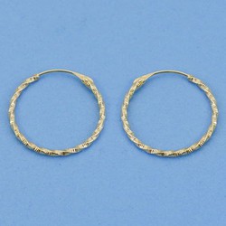 Boucles d'Oreilles Créoles Rondes Torsadées en Or 18kts 18x1,30mm 18006