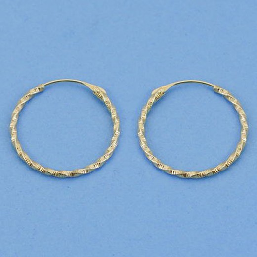 18kts Gold Round Twisted Hoop Earrings 18x1,30mm 18006