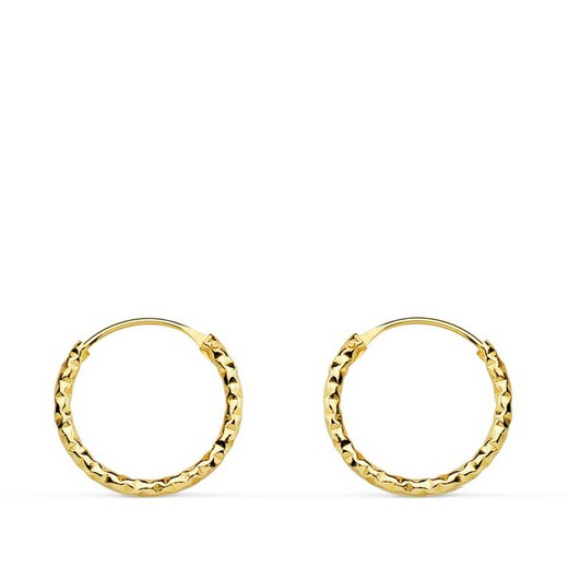 18kts Gold Twisted Round Hoop Earrings 13x1,30mm 18004