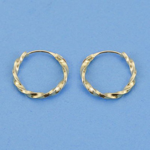 18kt Gold Twisted Hoop Earrings 14x1,5mm 18012