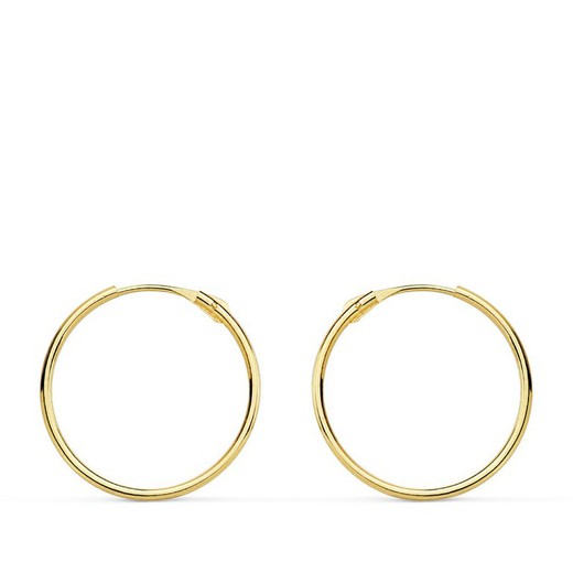 18kts Gold Hoop Earrings Tube 16x0,8mm 18032