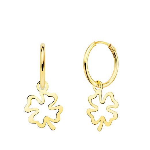 18kts Gold Clover Hoop Earrings 18403-TR