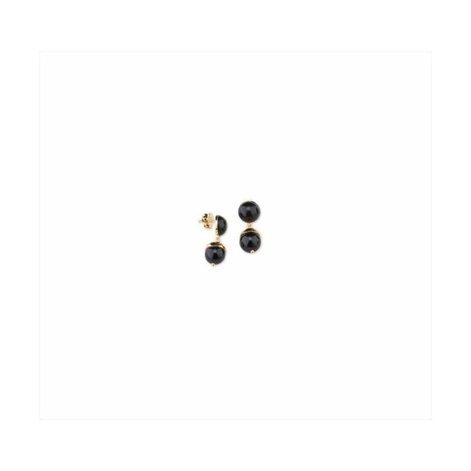 Pendientes Bronce 3cm Sovrani J7416 Dorado Agata Negro