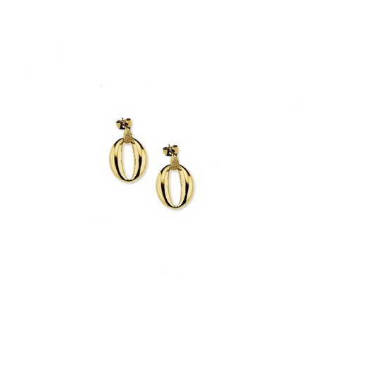 Pendientes Bronce 3cm Sovrani J9703 Eslabones Circonitas Dorado Latón