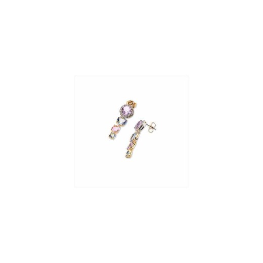 Pendientes Bronce 4cm Sovrani J9608 Dorado Zafiros Violeta Latón