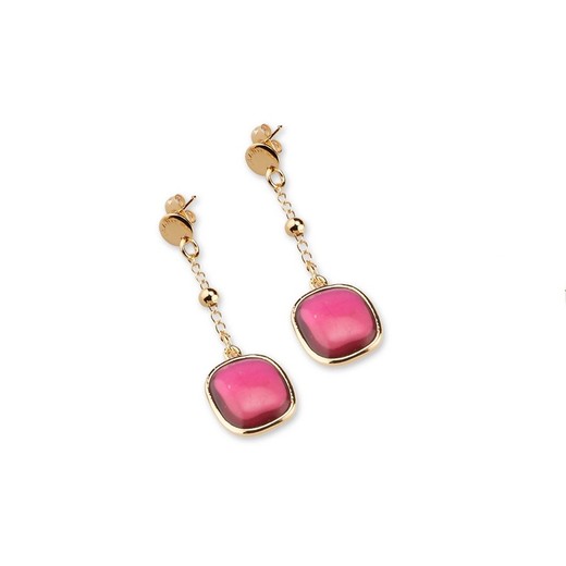 Pendientes Bronce 5cm Sovrani J7905 Annette Dorado Ojo De Gato Fucsia