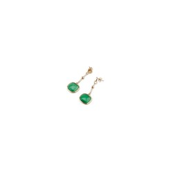 Pendientes Bronce 5cm Sovrani J7948 Regine Dorado Ojo De Gato Verde