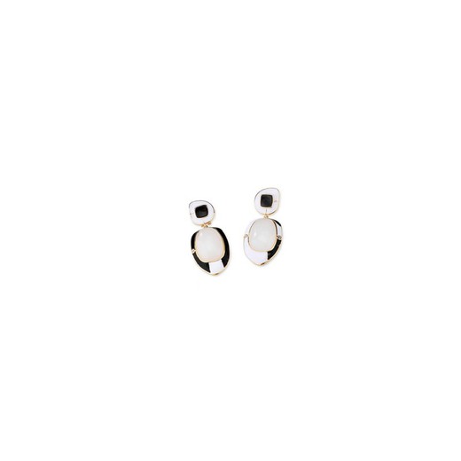 Pendientes Bronce Sovrani J10650 Perlas Latón Esmalte Negro Bicolor Blanco Latón