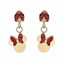 Orecchini Disney in acciaio color oro ST0032P Fiocco Minnie e Coccinella Rossa