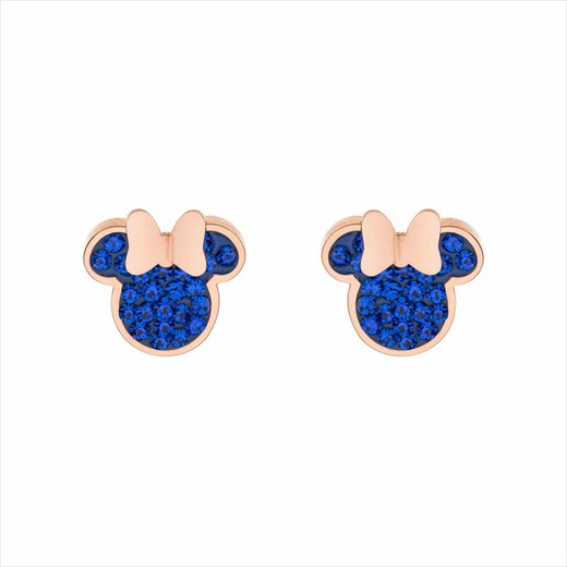 Pendientes Disney Acero Rosa ST0016PR Minnie Piedras Azules