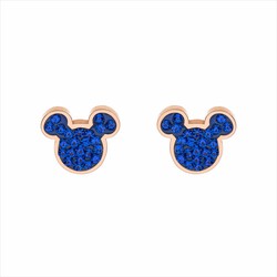 Brincos de aço rosa Disney ST0017PR pedras azuis Mickey