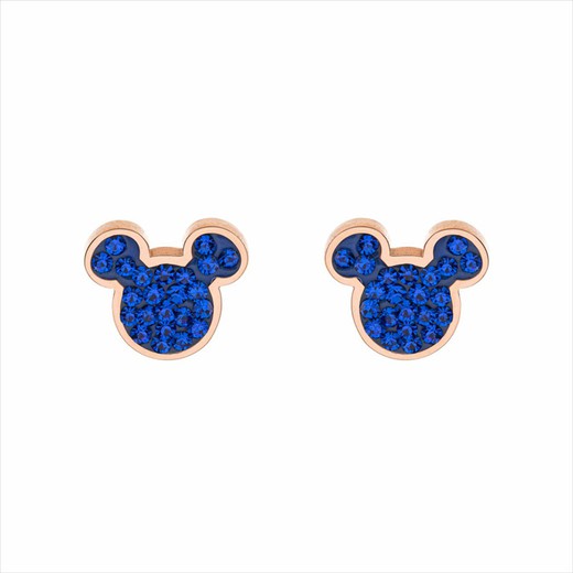 Pendientes Disney Acero Rosa ST0017PR Mickey Piedras Azules