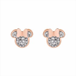 Orecchini Disney Acciaio Rosa ST0026P Minnie Pietre Bianche