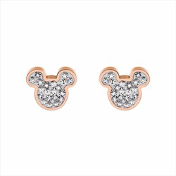 Boucles d'oreilles Disney Acier Rose ST0027P Mickey Pierres Blanches