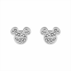 Pendientes Disney Acero ST0024P Mickey Piedras Blancas