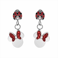 Pendientes Disney Acero ST0033P Minnie Lazo Y Mariquita Roja