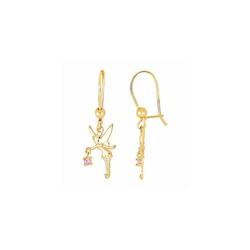 Disney Ohrringe aus 18-karätigem Gold, 18K0005P, rosa Saphirglocke