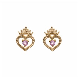 Pendientes Disney Oro 9kts 9K0013P Corazón Corona Princesa