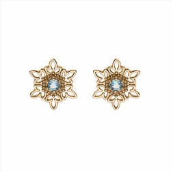 Boucles d'oreilles Disney en Or 9kts 9K0016P Topaze Bleue La Reine des Neiges