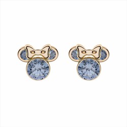 Pendientes Disney Oro 9kts 9K0020P Minnie Circonitas Azul Claro